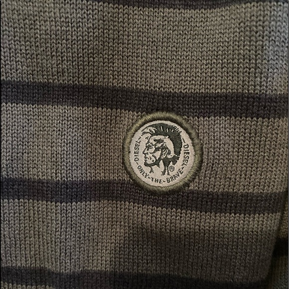 Diesel Cotton Cardigan. Black and dark Khaki stripe Size Small - Picture 3 of 7